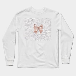 Rose gold marble bow Long Sleeve T-Shirt